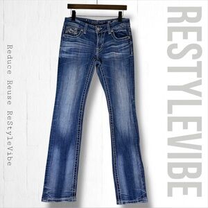 MISS ME Women’s Size 29 Denim Jeans Straight Fit Style Stretch Embellished